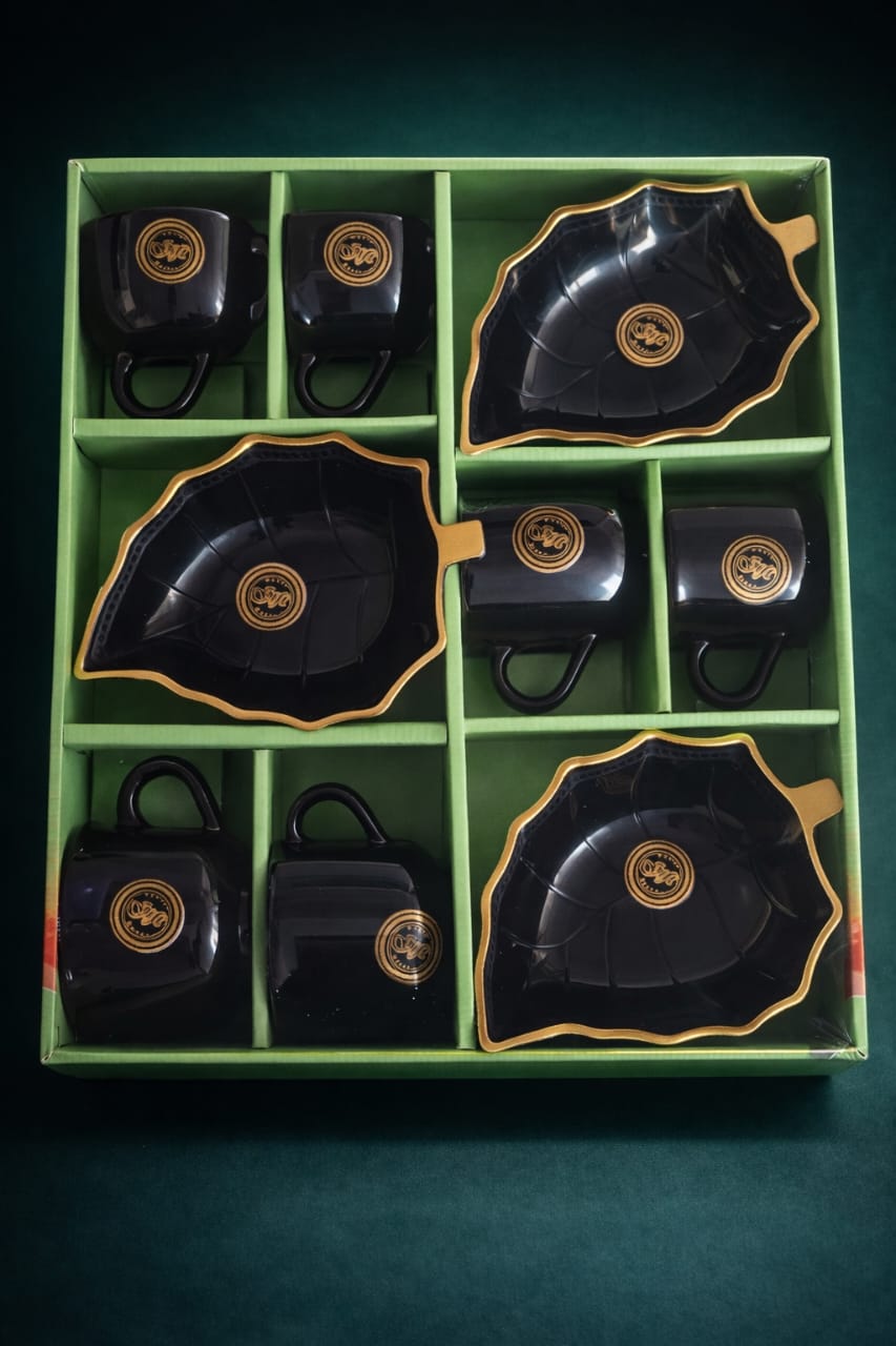 Premium Black Tea Cup & Snack Plate Gift Set