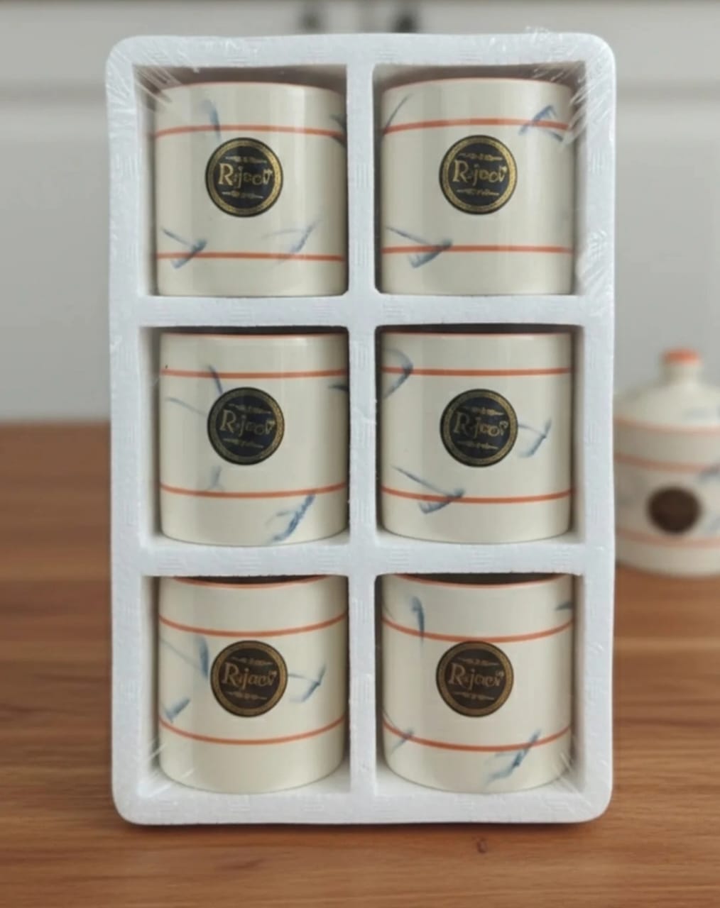 Printed Tea Cup Set – 6 Pieces (Classic Design Coffee Cups)