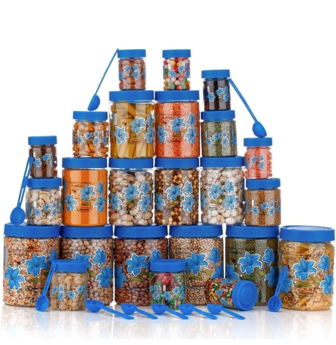 Plastic Spice Storage Jar Set with Spoon