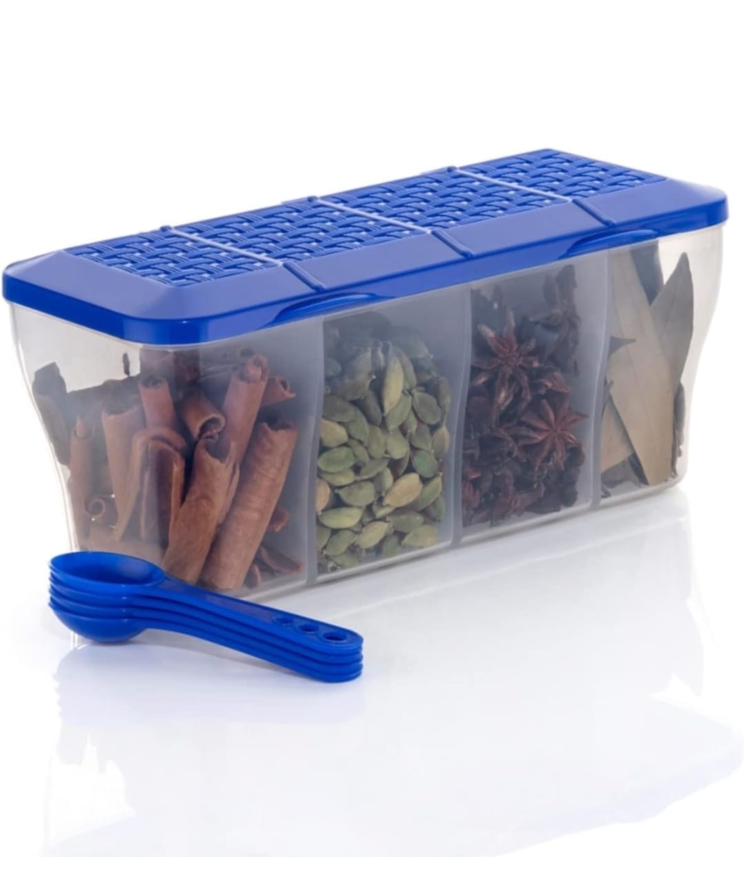 4 Compartment Spice Storage Box with Spoon